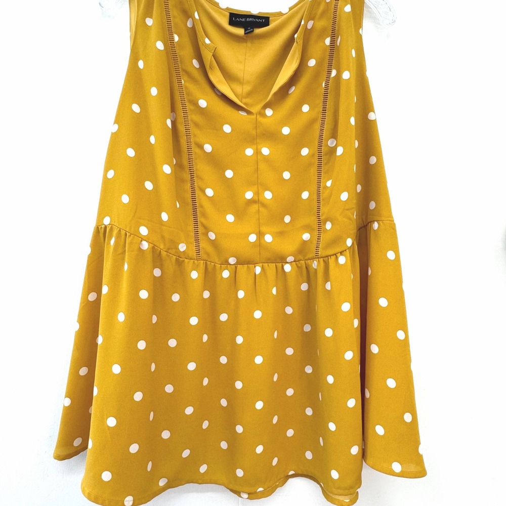 Lane Bryant Mustard Yellow Polka Dot Sleeveless Tunic